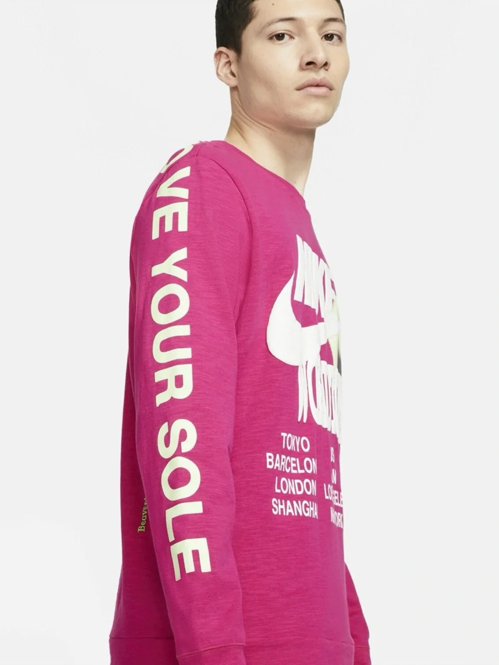 Nike World Tour Move Your Sole Long Sleeve Shirt Pink Men’s L Graphic Tee Gym